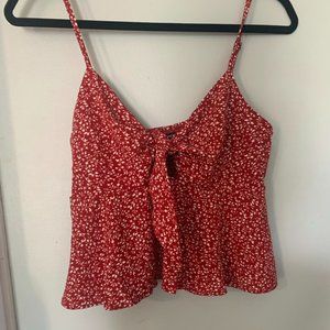 Red Floral Crop Top